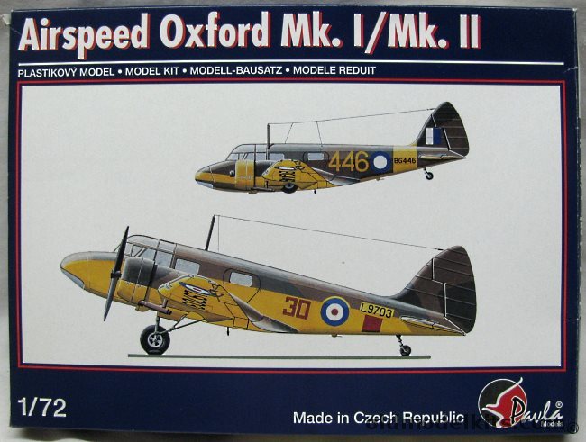 Pavla 1/72 Airspeed Oxford Mk.I/Mk.II - RAF / Israeli Air Force / Cranfield Training School With Top Gun Turret / RAAF Australian Air Force / No.3 Training School (Bombing), 72041 plastic model kit